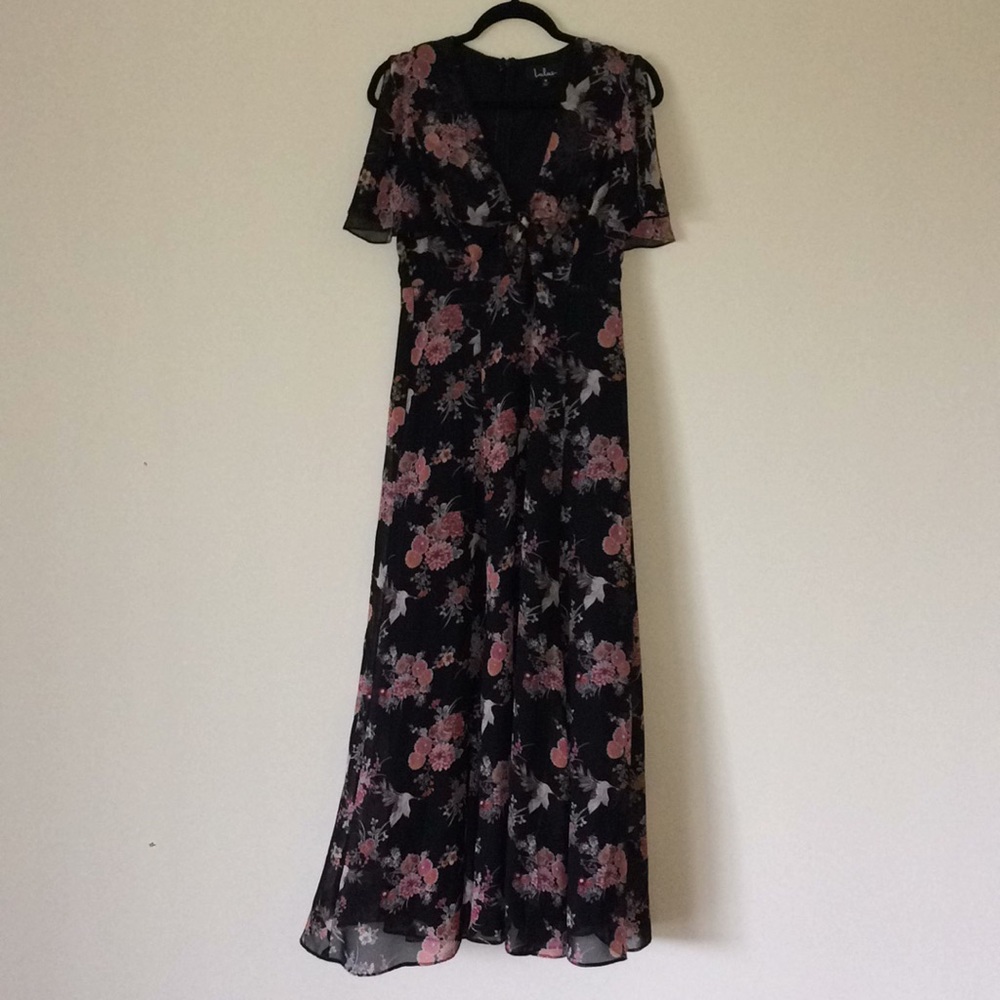 🌺Dark Floral Tie-Front Maxi💃